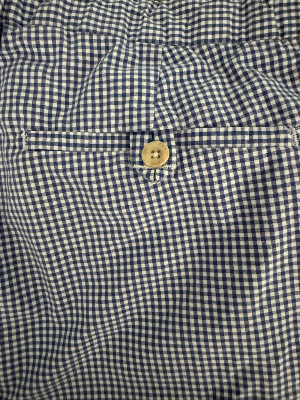 Ralph Lauren Blue and White Gingham Flat-Front Shorts